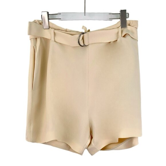 DW0366 Brunello Cucinelli BC Beige Silk Casual Shorts 38 S Yellow Stains